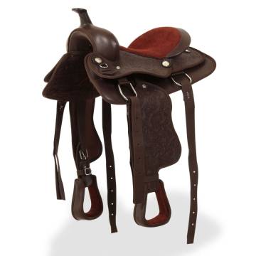 Western Saddle Set with Headstall & Breast Collar - Brown 13"