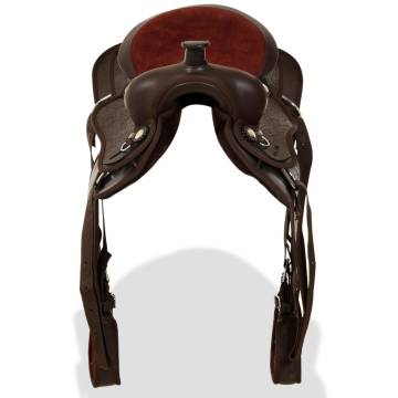 Western Saddle Set with Headstall & Breast Collar - Brown 13"