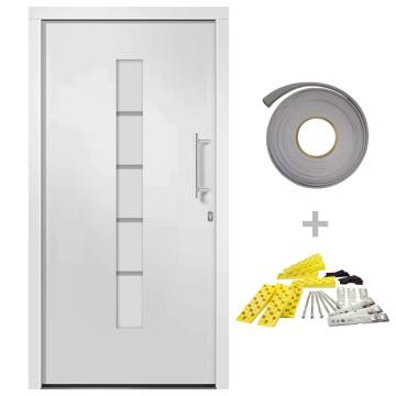 White Aluminium & PVC Front Door 100x210 cm | Secure & Elegant