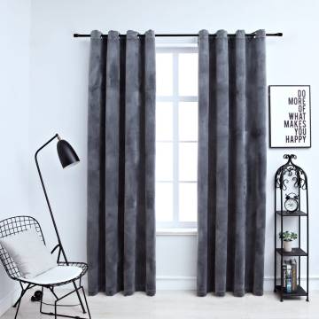 Blackout Curtains with Rings - Velvet Anthracite 140x245 cm