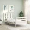 Bed Frame with Headboard White Small Single Solid Wood Colour white Size 75 x 190 cm 