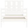 White Small Single Bed Frame with Headboard - Solid Wood