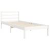 White Small Single Bed Frame with Headboard - Solid Wood