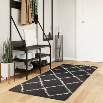 Shaggy Rug High Pile Black & Cream 80x200 cm | Hipomarket