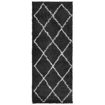 Shaggy Rug High Pile Black & Cream 80x200 cm | Hipomarket