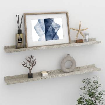 Concrete Grey Wall Shelves - 2 pcs | Ideal for Stylish Storage