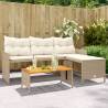 L-Shaped Beige Garden Sofa with Table & Cushions | Hipo Market