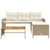 L-Shaped Beige Garden Sofa with Table & Cushions | Hipo Market