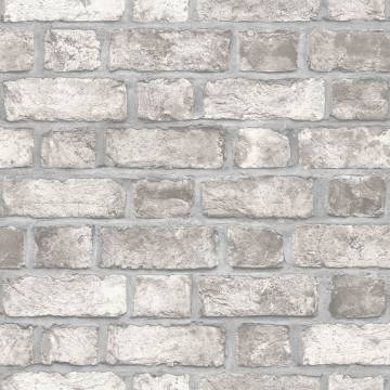 Noordwand Grey & Off-white Brick Wall Wallpaper - Hipomarket