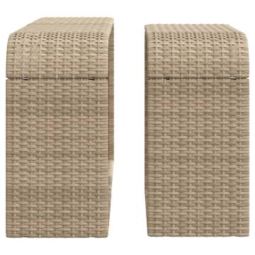 Storage Shelves 2 pcs Beige Poly Rattan - Durable Outdoor Storage