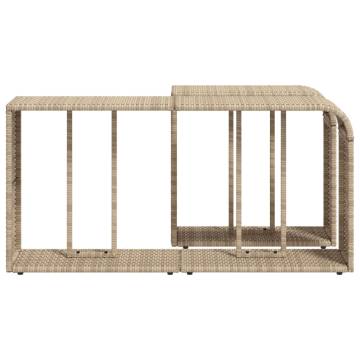 Storage Shelves 2 pcs Beige Poly Rattan - Durable Outdoor Storage