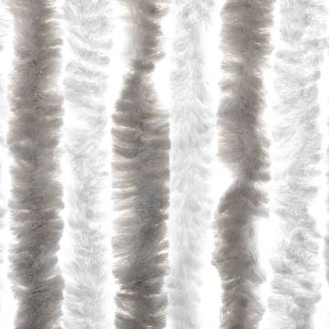 Fly Curtain Light Grey & White - 90x200 cm Chenille | HipoMarket