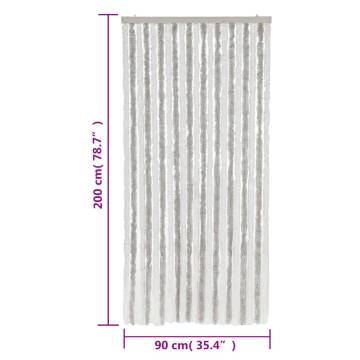 Fly Curtain Light Grey & White - 90x200 cm Chenille | HipoMarket