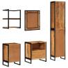 5 Piece Bathroom Furniture Set - Iron & Solid Acacia Wood