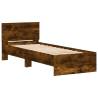 Bed Frame with Headboard & LED Lights - Smoked Oak 75x190 cm