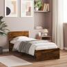 Bed Frame with Headboard & LED Lights - Smoked Oak 75x190 cm