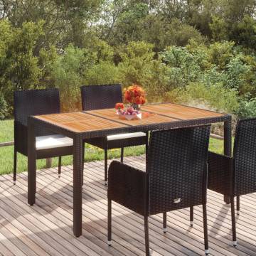 Garden Table with Wooden Top - Black 150x90x75 cm | HipoMarket