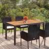 Garden Table with Wooden Top Black 150x90x75 cm Poly Rattan Colour black Size 150 x 90 x 75 cm Quantity in Package 1 Material wooden top 