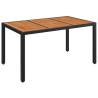 Garden Table with Wooden Top - Black 150x90x75 cm | HipoMarket