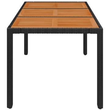 Garden Table with Wooden Top - Black 150x90x75 cm | HipoMarket