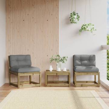 Garden Sofas with Cushions - 2pc Impregnated Pine Wood Set