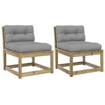 Garden Sofas with Cushions - 2pc Impregnated Pine Wood Set