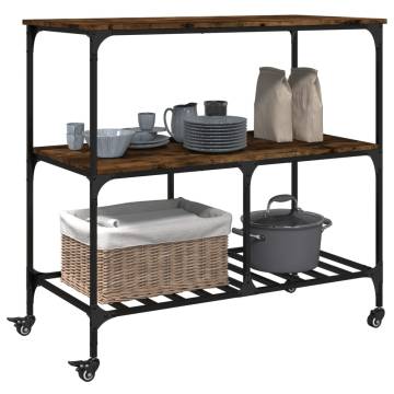 Kitchen Trolley Smoked Oak - Durable & Stylish Storage Solution