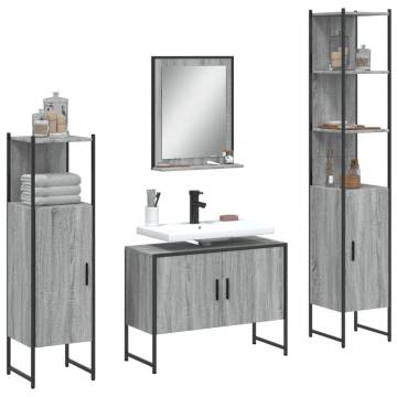 4 Piece Bathroom Cabinet Set - Grey Sonoma Engineered Wood