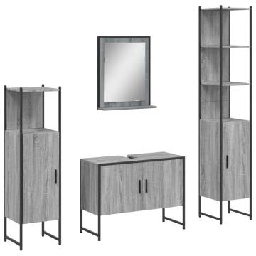 4 Piece Bathroom Cabinet Set - Grey Sonoma Engineered Wood