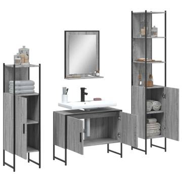 4 Piece Bathroom Cabinet Set - Grey Sonoma Engineered Wood