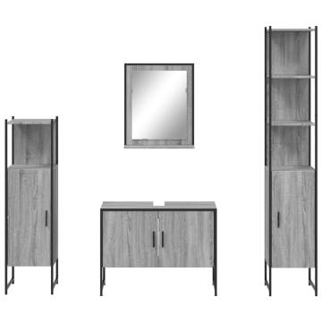 4 Piece Bathroom Cabinet Set - Grey Sonoma Engineered Wood