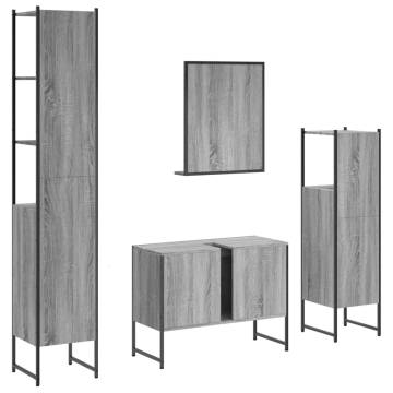 4 Piece Bathroom Cabinet Set - Grey Sonoma Engineered Wood