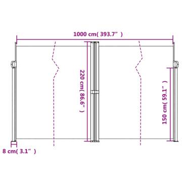 Retractable Side Awning Brown 220x1000 cm - Privacy Solution