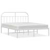 White Metal Bed Frame with Headboard - 140x200 cm