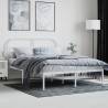 White Metal Bed Frame with Headboard - 140x200 cm