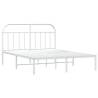 White Metal Bed Frame with Headboard - 140x200 cm