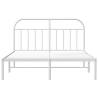 White Metal Bed Frame with Headboard - 140x200 cm