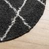 Modern Black and Cream Shaggy Rug Ø 80 cm - Cozy & Stylish Decor