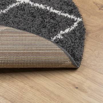 Modern Black and Cream Shaggy Rug Ø 80 cm - Cozy & Stylish Decor