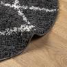 Modern Black and Cream Shaggy Rug Ø 80 cm - Cozy & Stylish Decor