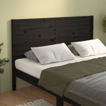 Stylish Black Pine Bed Headboard - 166x4x100 cm