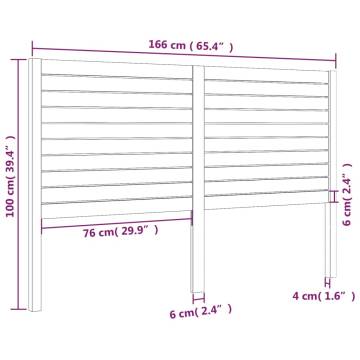 Stylish Black Pine Bed Headboard - 166x4x100 cm