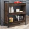 Stylish Brown Oak Kitchen Trolley - 70x30x82 cm