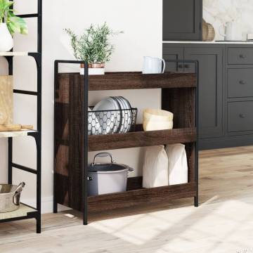 Stylish Brown Oak Kitchen Trolley - 70x30x82 cm