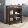 Stylish Brown Oak Kitchen Trolley - 70x30x82 cm