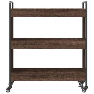 Stylish Brown Oak Kitchen Trolley - 70x30x82 cm