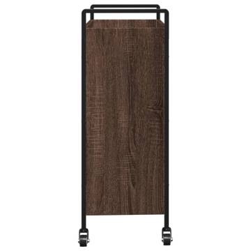 Stylish Brown Oak Kitchen Trolley - 70x30x82 cm