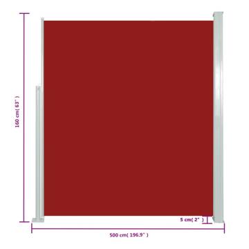 Patio Retractable Side Awning 160x500 cm - Red Privacy Screen