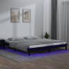 LED Bed Frame Black 140x190 cm Solid Wood Colour black Size 140 x 190 cm 