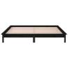 LED Bed Frame Black 140x190 cm - Solid Wood & RGB Lights